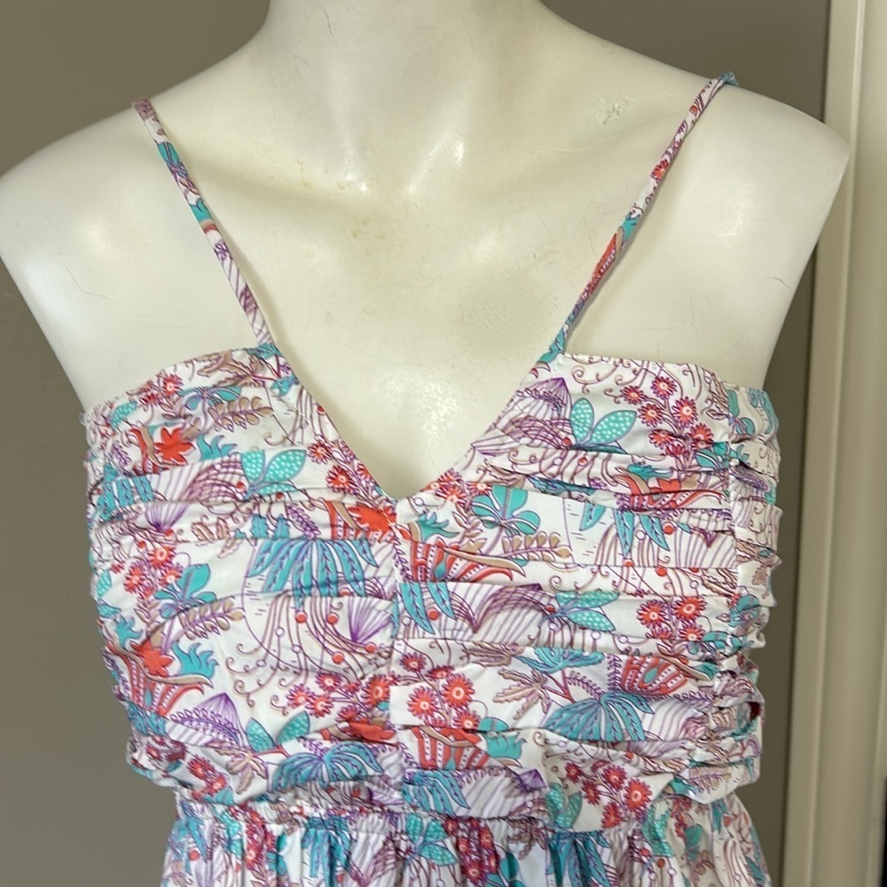 NWT Anthropologie Cotton Floral Halter Belle Maxi Dress Pink Blue White Medium - Picture 2 of 9